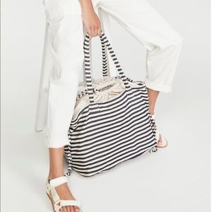 NANNACAY *Antbropologie *Cascata* striped cotton work travel beach tote bag
